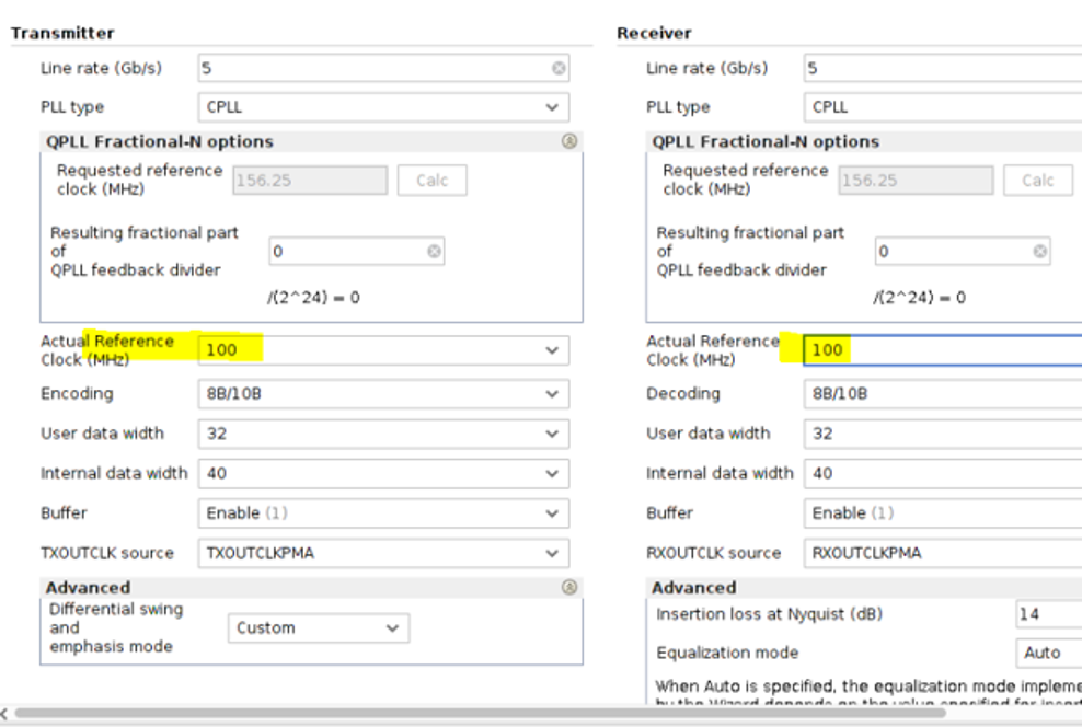 000035491 - QSGMII uses default GT REFCLK of 125MHz and is not configurable
