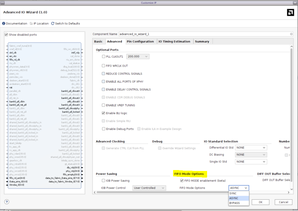 000035996 - Versal, Vivado 2023.2 - Advanced IO Wizard - FIFO MODE ...
