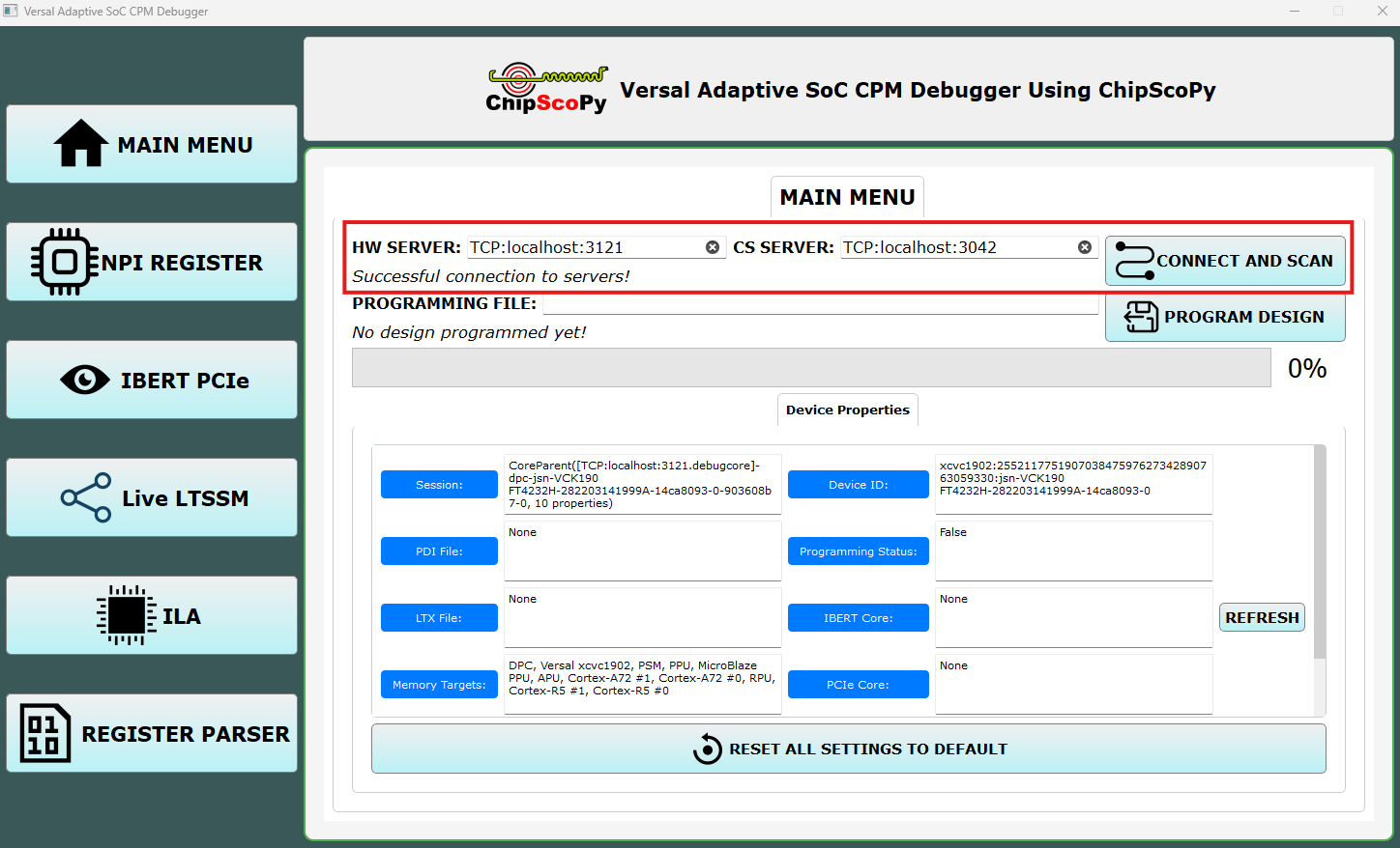 GUI-Based Versal Adaptive SoC CPM Debugger using ChipScoPy