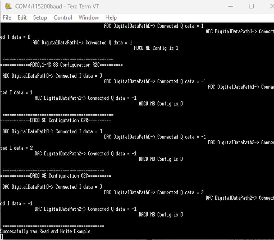RFDC Application Flows - xrfdc_read_write_example on ZCU208 board with ...