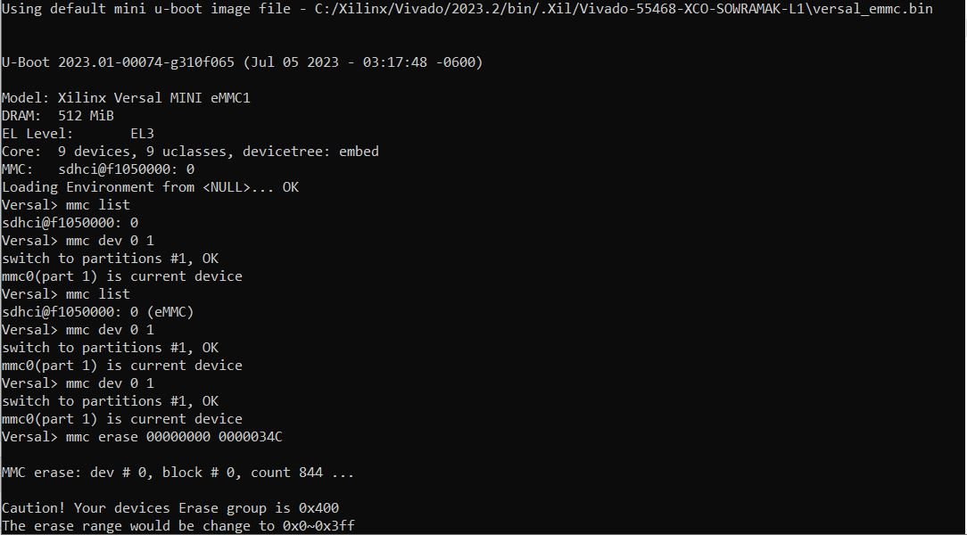 Versal Advanced use-case: eMMC RAW Boot