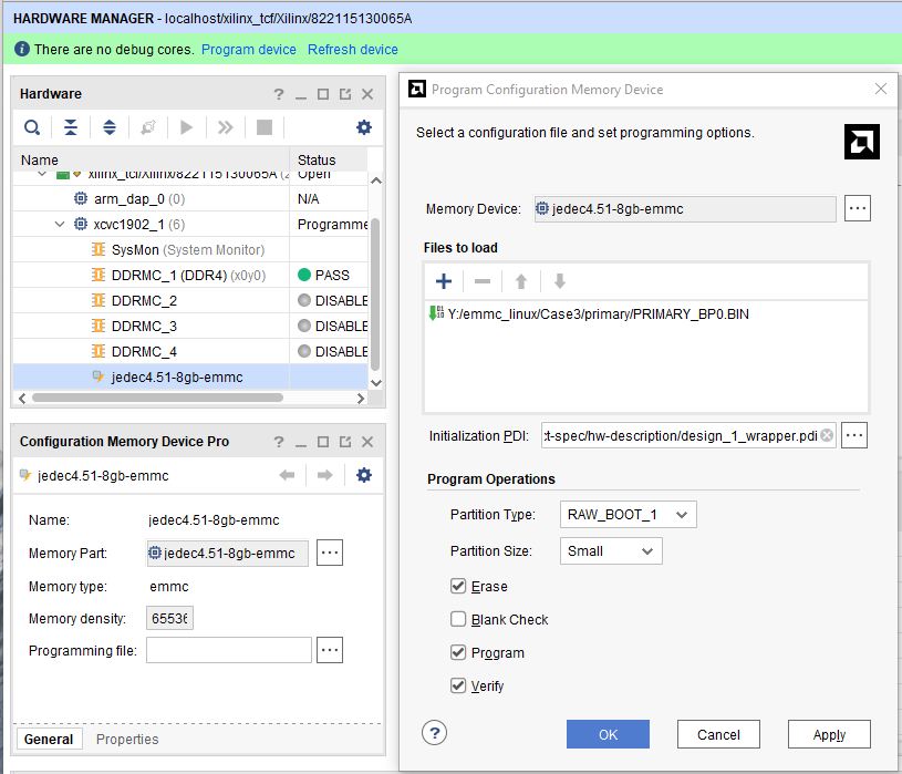 Versal Advanced use-case: eMMC RAW Boot