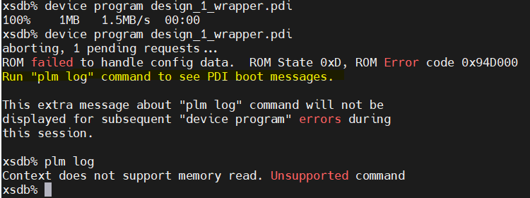 000037783 - 2025.1 - Spartan UltraScale+：应忽略 XSDB 的“plm log”消息