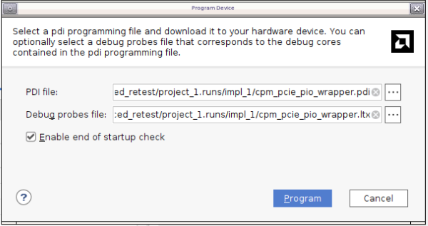 Debugging Versal CPM PIO CED using in-built 