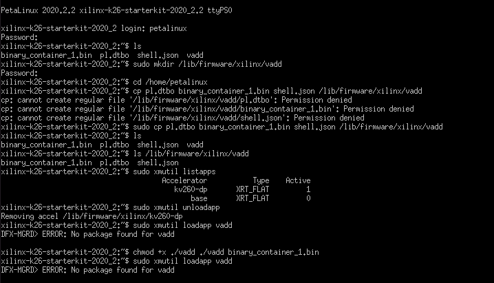 Error loading vadd using xmutil